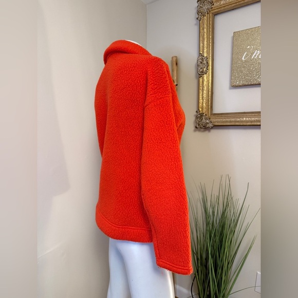 J. Crew Fleece Sherpa Women’s XS Red Orange Half Zip Pullover Jacket - Picture 7 of 7